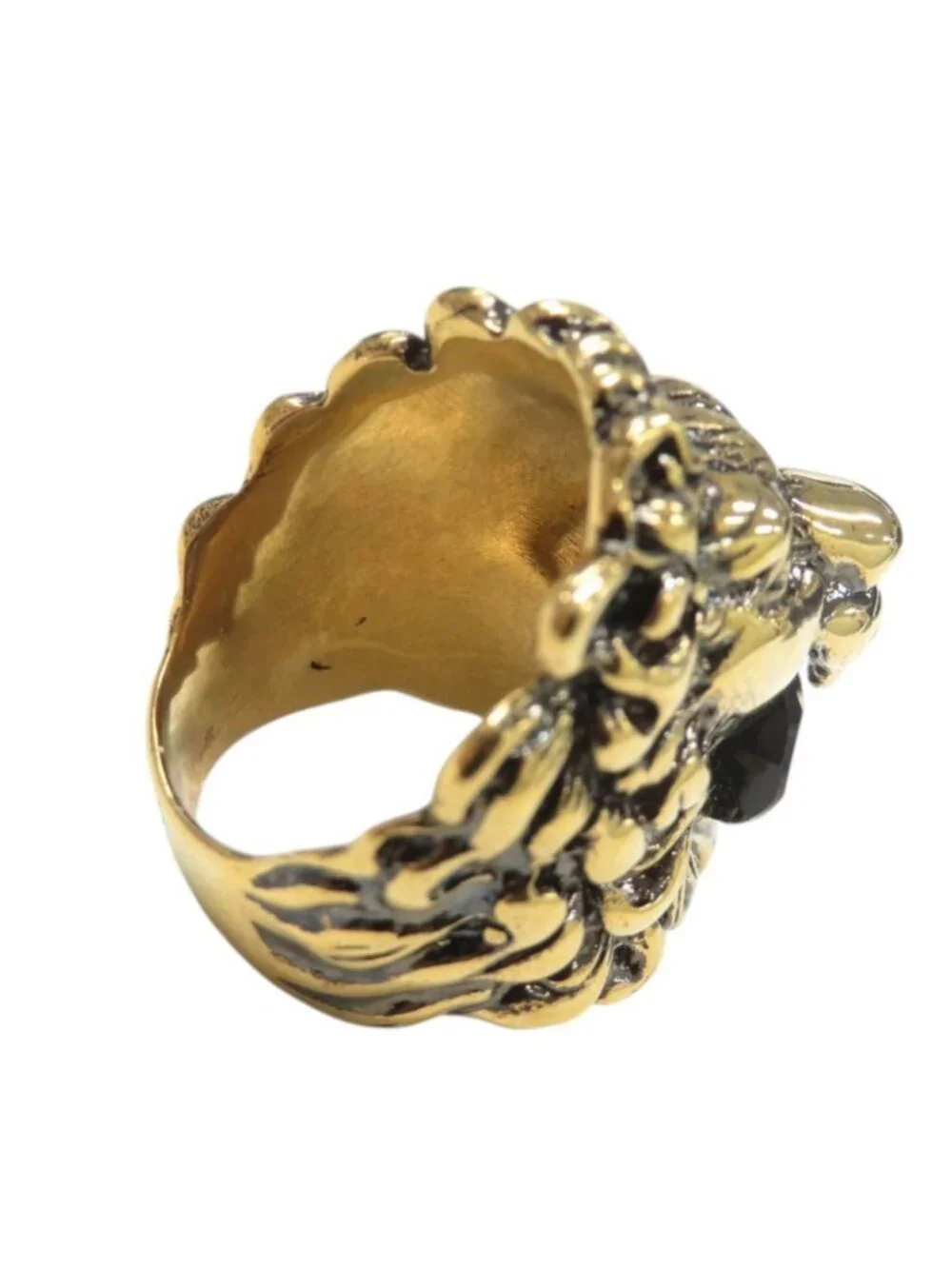 Gucci Lion Head Metal Stone Gold Ring